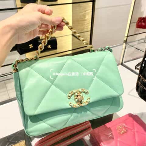 Chanel香奈儿 19 Flap Bag AS1160小号26C牛油果绿