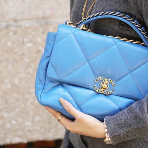 Chanel香奈儿 19 Flap Bag AS1161中号30CM北风蓝
