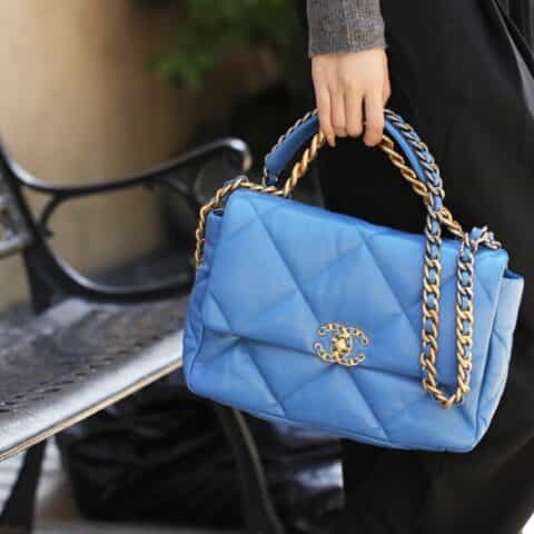 Chanel香奈儿 19 Flap Bag AS1161中号30CM北风蓝