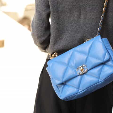Chanel香奈儿 19 Flap Bag AS1161中号30CM北风蓝