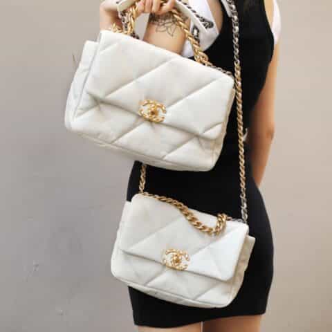 Chanel香奈儿 19 Flap Bag AS1160小号26C白色