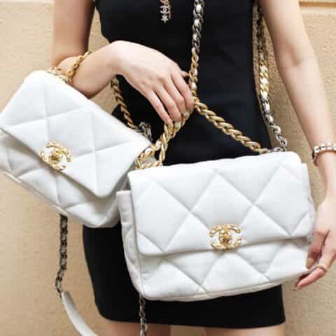 Chanel香奈儿 19 Flap Bag AS1160小号26C白色
