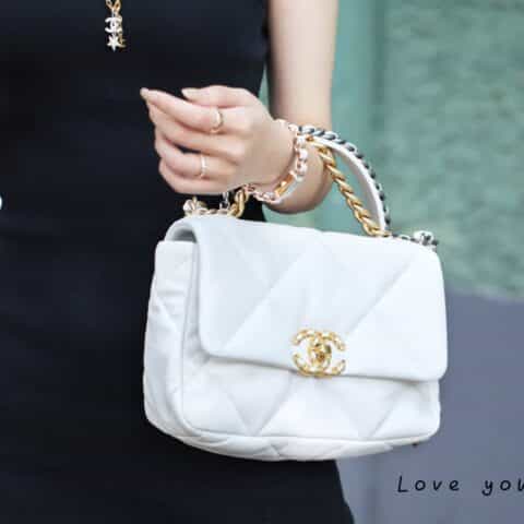 Chanel香奈儿 19 Flap Bag AS1160小号26C白色