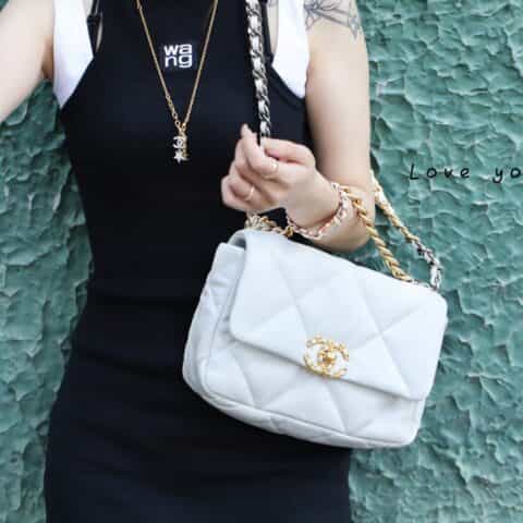 Chanel香奈儿 19 Flap Bag AS1160小号26C白色