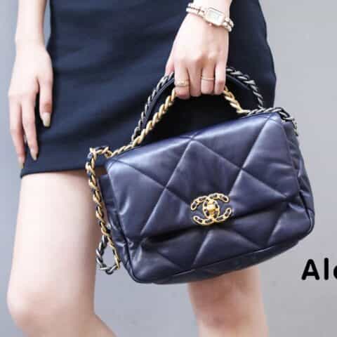 Chanel香奈儿 19 Flap Bag AS1160小号26C深蓝色