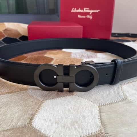 Salvatore  Ferragamo菲拉格慕男士3.5cm精致金属夹扣进口头层牛皮腰带