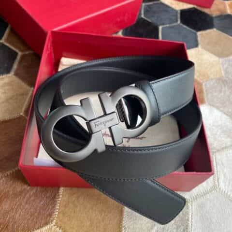 Salvatore  Ferragamo菲拉格慕男士3.5cm精致金属夹扣进口头层牛皮腰带