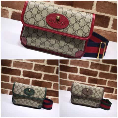 GUCCI古驰双G帆布皮革滚边邮差包489617