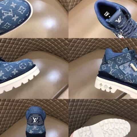 LV/路易威登   Monogram竹节纹牛仔帆布奢品 男士秋冬高帮短靴