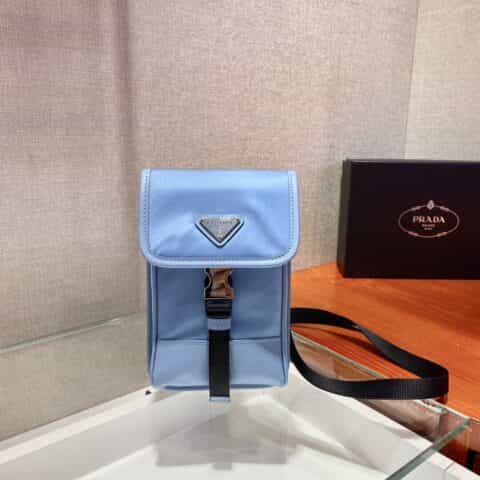 Prada 尼龙和Saffiano皮革手机包 2ZH109_2BBD_F0637