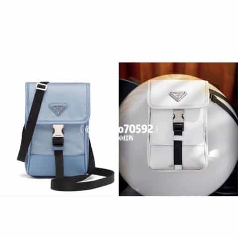 Prada 尼龙和Saffiano皮革手机包 2ZH109_2BBD_F0009