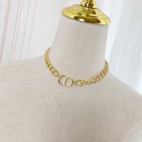 新款DIOR迪奥金色CD手链 项链