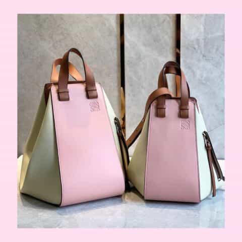 LOEWE罗意威 Hammock bag吊床包 0216小号粉白拼色