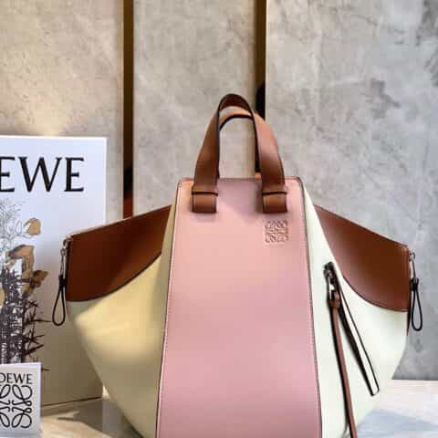 LOEWE罗意威 Hammock bag吊床包 0196大号粉白拼色