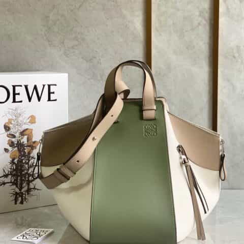 LOEWE罗意威 Hammock bag吊床包 0196大号绿白拼色