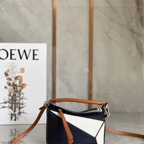 LOEWE罗意威 Mini Puzzle bag 0338海军风拼色18CM