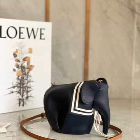 LOEWE罗意威 Elephant stripes Mlnl bag斜挎小象包 0192蓝色