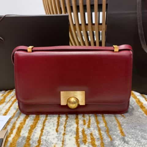 Bottega Veneta葆蝶家 Classic 28CM单肩斜挎包 578009布纹波尔多酒红