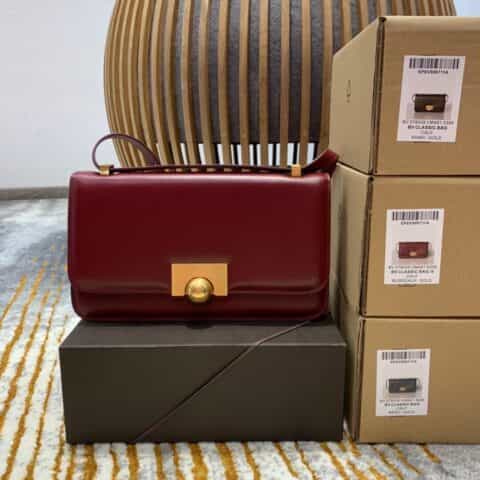Bottega Veneta葆蝶家 Classic 28CM单肩斜挎包 578009布纹波尔多酒红