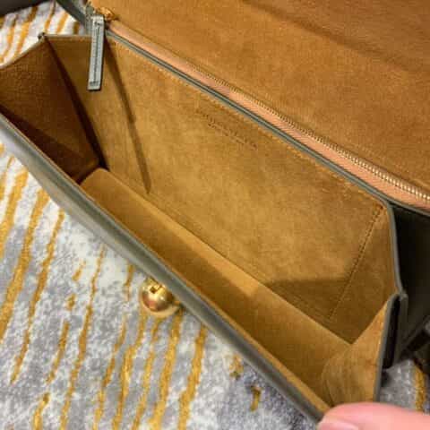 Bottega Veneta葆蝶家 Classic 28CM单肩斜挎包 578009布纹柿子绿