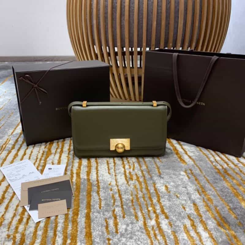Bottega Veneta葆蝶家 Classic 28CM单肩斜挎包 578009布纹柿子绿