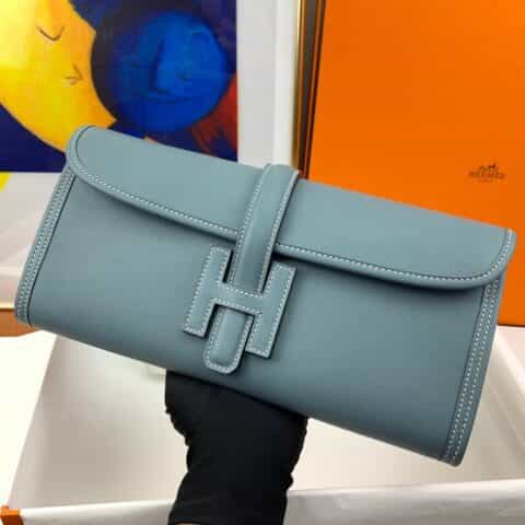 Hermès爱马仕 Jige 29 swift 亚麻蓝 蜜蜡线手缝 手包
