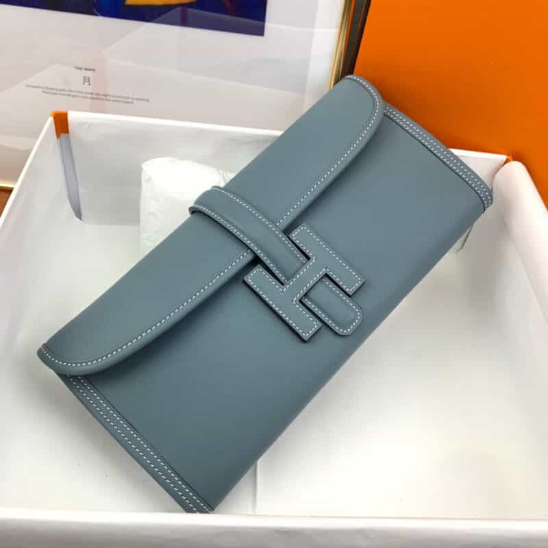 Hermès爱马仕 Jige 29 swift 亚麻蓝 蜜蜡线手缝 手包