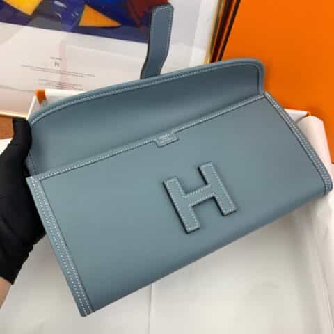 Hermès爱马仕 Jige 29 swift 亚麻蓝 蜜蜡线手缝 手包