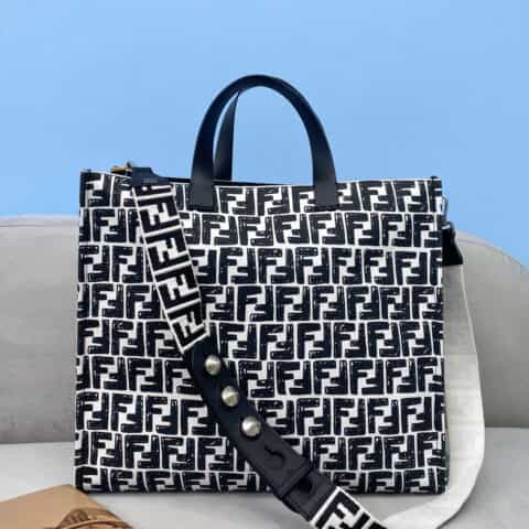 FENDI芬迪California sky 系列帆布购物袋8307A