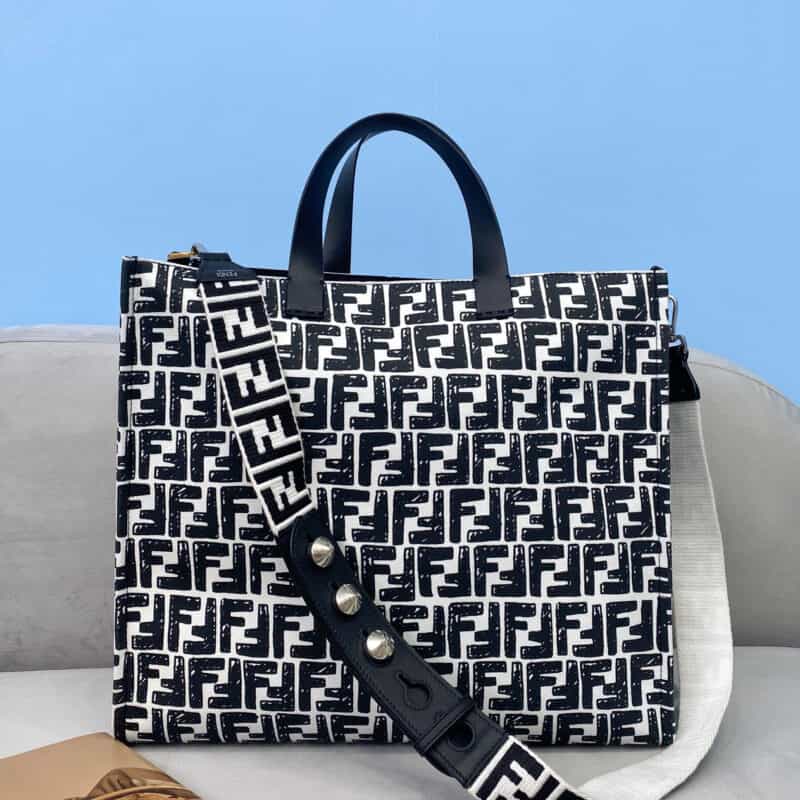 FENDI芬迪California sky 系列帆布购物袋8307A