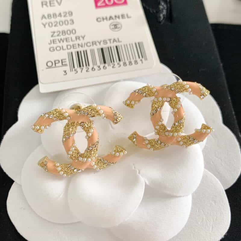 20新款CHANEL香奈儿双c珍珠耳钉耳环