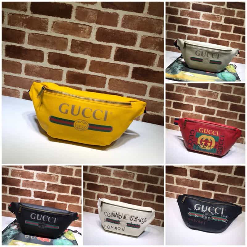 GUCCI古驰男士时尚印花皮革腰包493869