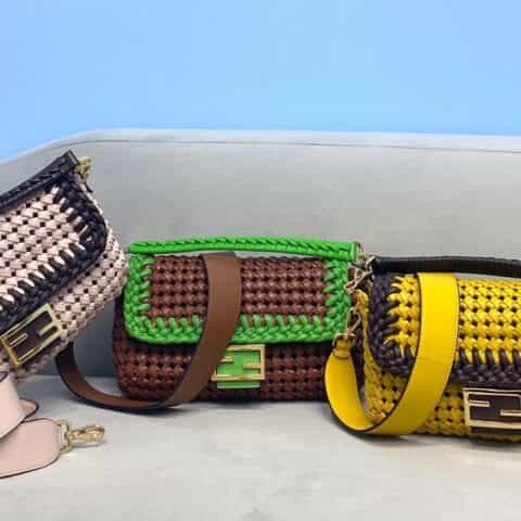 FENDI芬迪全羊皮手工编织标志性baguette手袋8279