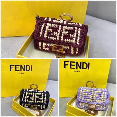 FENDI芬迪纯手工编织mini baguette手袋8277