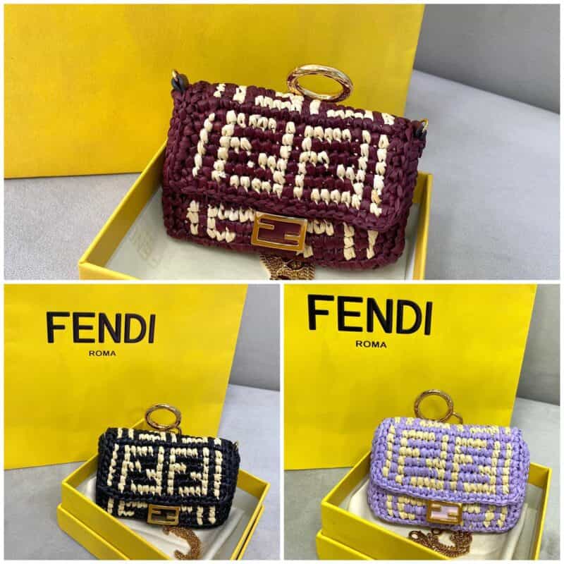 FENDI芬迪纯手工编织mini baguette手袋8277