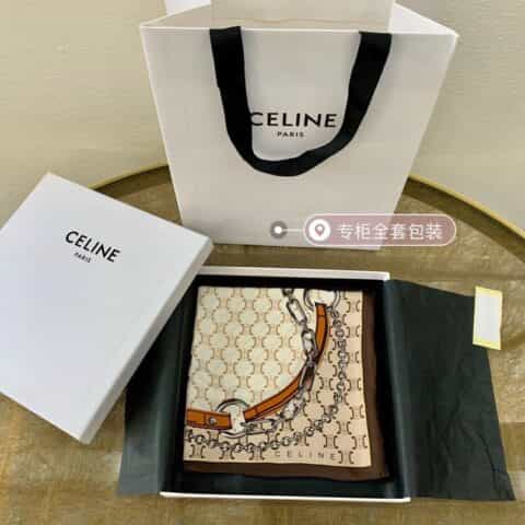 CELINE赛琳凯旋门标志100真丝方巾