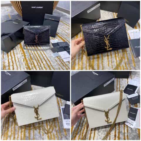 Saint laurent Ysl Cassandra鳄鱼纹单肩斜挎包 532750