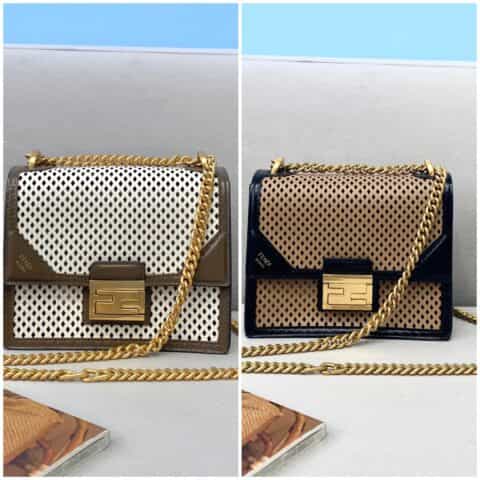 FENDI芬迪KAN U镂空设计金属扣翻盖小方包0509S