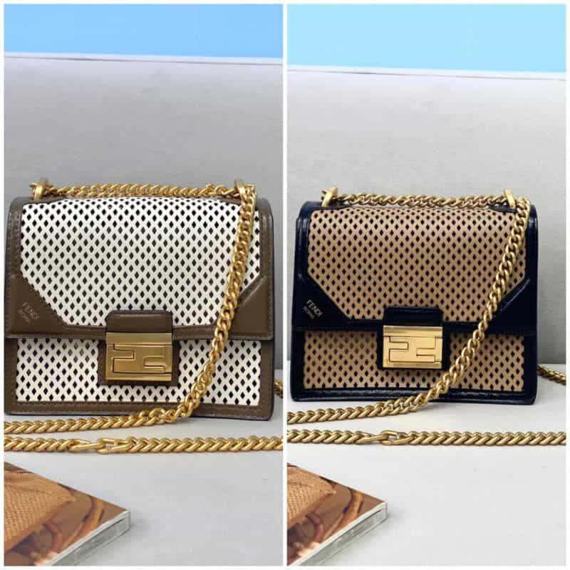 FENDI芬迪KAN U镂空设计金属扣翻盖小方包0509S