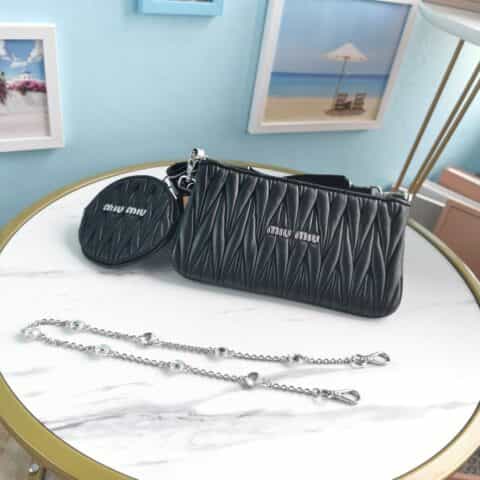 MIUMIU缪缪Cloquet进口小羊皮新版三合一钻石链条包5BH190