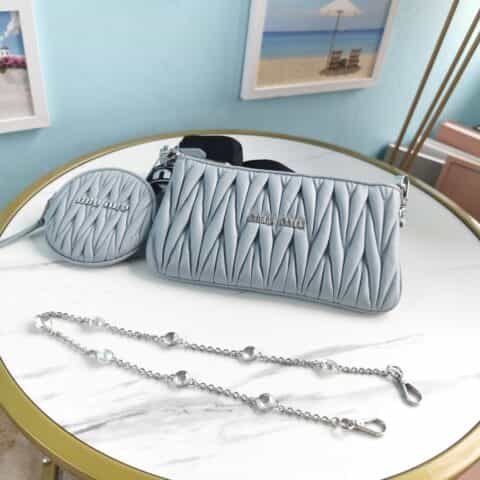 MIUMIU缪缪Cloquet进口小羊皮新版三合一钻石链条包5BH190