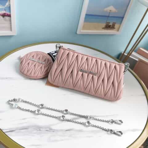 MIUMIU缪缪Cloquet进口小羊皮新版三合一钻石链条包5BH190