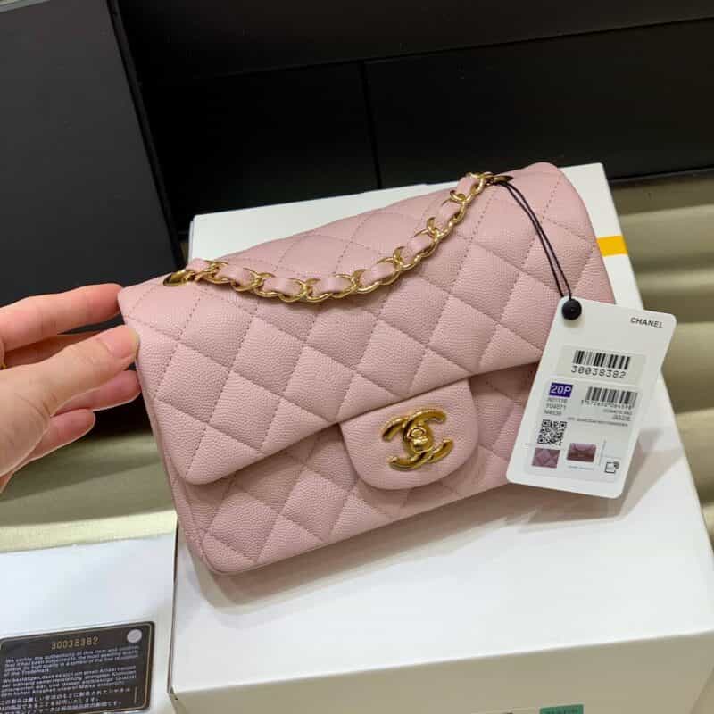 Chanel至尊版本纯原厂CF20大mini Classic flap bag A01116球纹粉色
