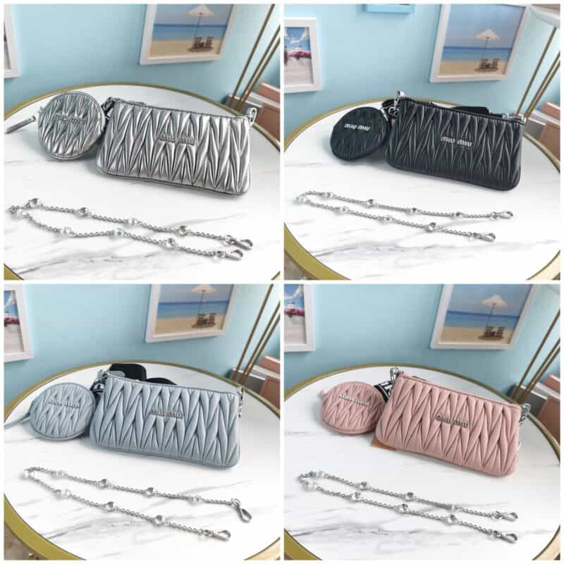 MIUMIU缪缪Cloquet进口小羊皮新版三合一钻石链条包5BH190