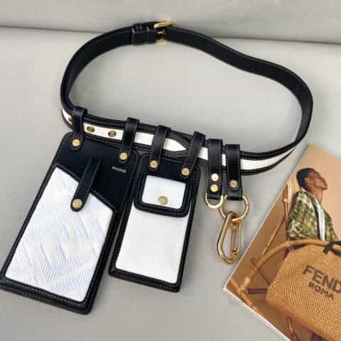 FENDI芬迪牛皮配牛仔布多功能配套皮带593