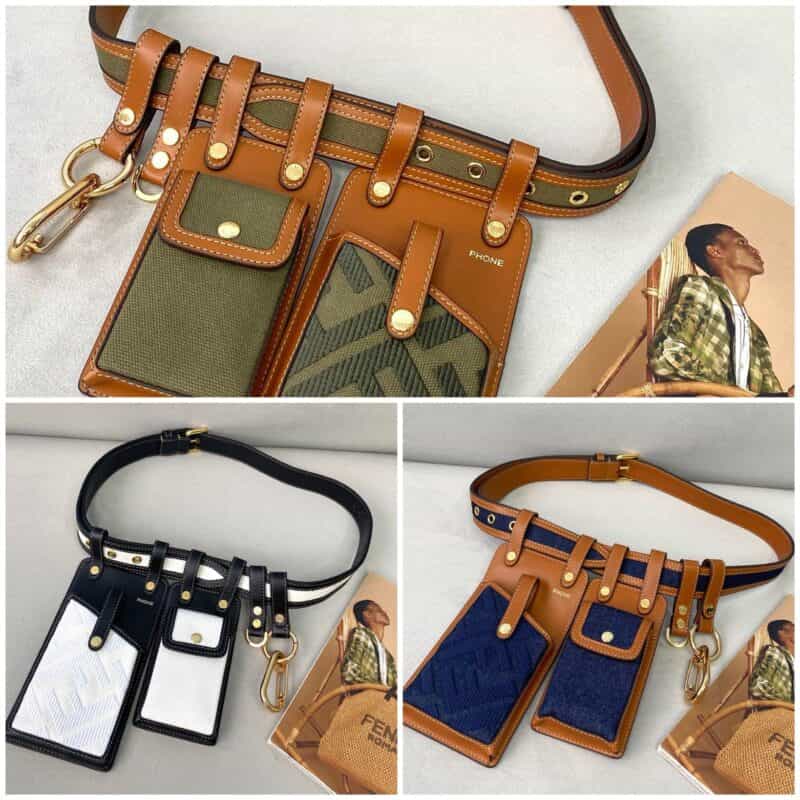 FENDI芬迪牛皮配牛仔布多功能配套皮带593