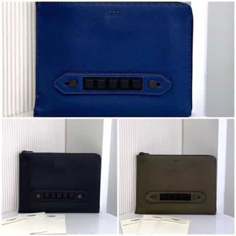 FENDI芬迪柔软logo皮简约设计手拿包0225