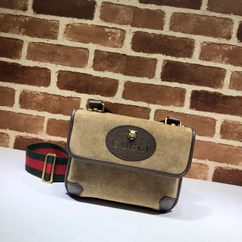 GUCCI古驰卡其色磨砂皮小号邮差包501050