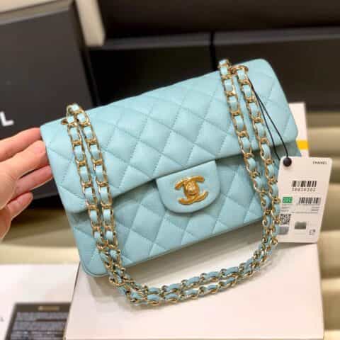 Chanel香奈儿 CF23 tiffany蓝球纹牛皮单肩斜挎包 AS01113