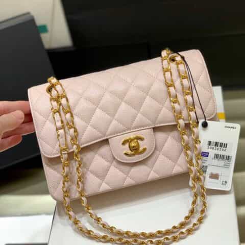 Chanel香奈儿 CF23 Classic flap bag A01113浅粉色球纹牛皮